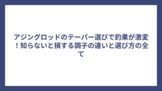アジングロッドのテーパー選びで釣果が激変！知らないと損する調子の違いと選び方の全て