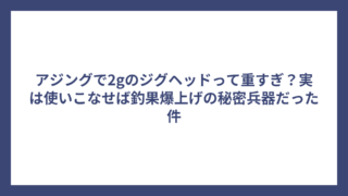 アジングで2gのジグヘッドって重すぎ？実は使いこなせば釣果爆上げの秘密兵器だった件