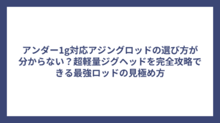 アンダー1g対応アジングロッドの選び方が分からない？超軽量ジグヘッドを完全攻略できる最強ロッドの見極め方