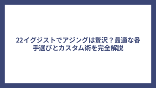 22イグジストでアジングは贅沢？最適な番手選びとカスタム術を完全解説