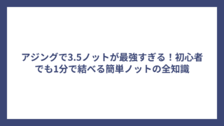 アジングで3.5ノットが最強すぎる！初心者でも1分で結べる簡単ノットの全知識