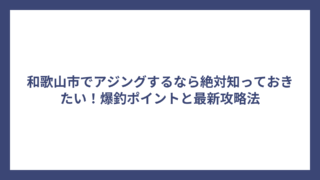 和歌山市でアジングするなら絶対知っておきたい！爆釣ポイントと最新攻略法