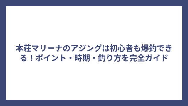 本荘マリーナのアジングは初心者も爆釣できる！ポイント・時期・釣り方を完全ガイド
