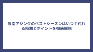 泉南アジングのベストシーズンはいつ？釣れる時期とポイントを徹底解説