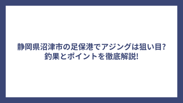 静岡県沼津市の足保港でアジングは狙い目?釣果とポイントを徹底解説!