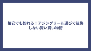 格安でも釣れる！アジングリール選びで後悔しない賢い買い物術