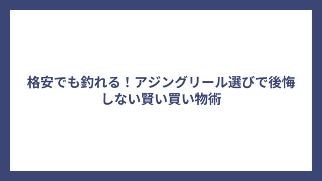 格安でも釣れる！アジングリール選びで後悔しない賢い買い物術