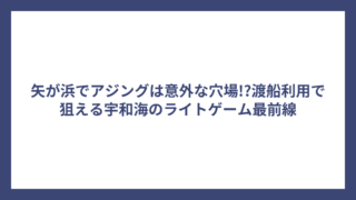 矢が浜でアジングは意外な穴場!?渡船利用で狙える宇和海のライトゲーム最前線
