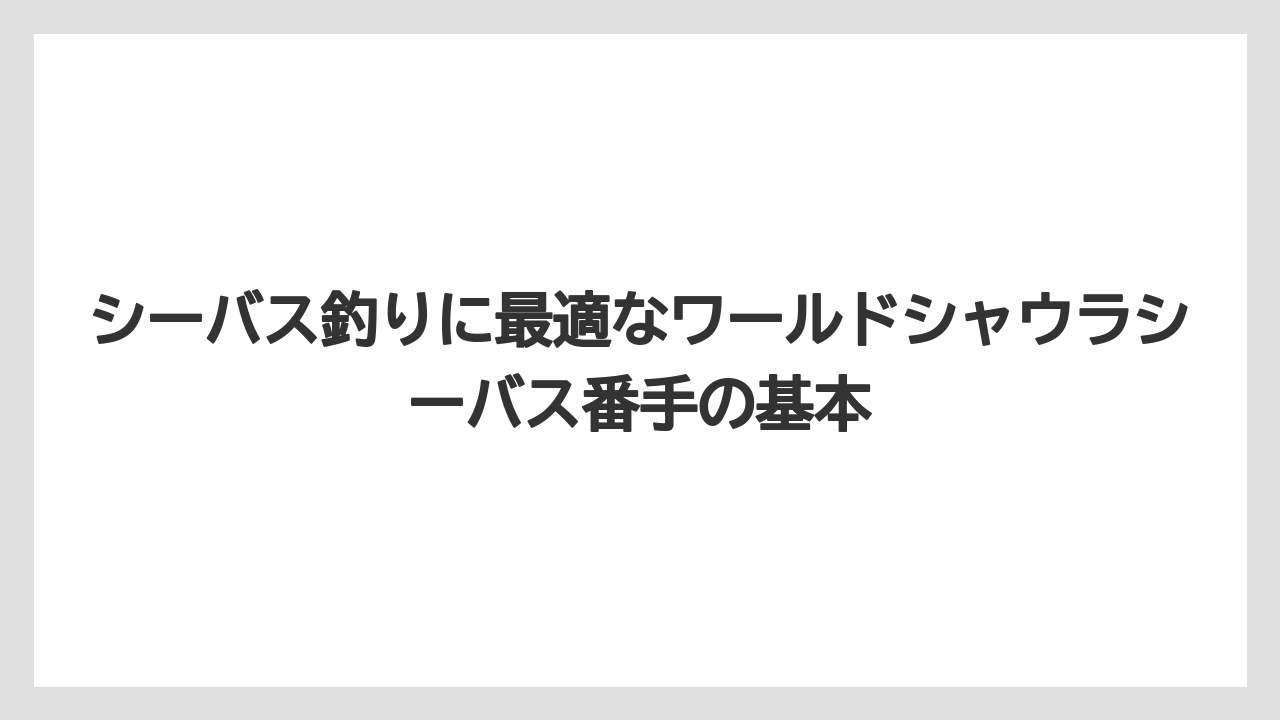 シーバス釣りに最適なワールドシャウラシーバス番手の基本