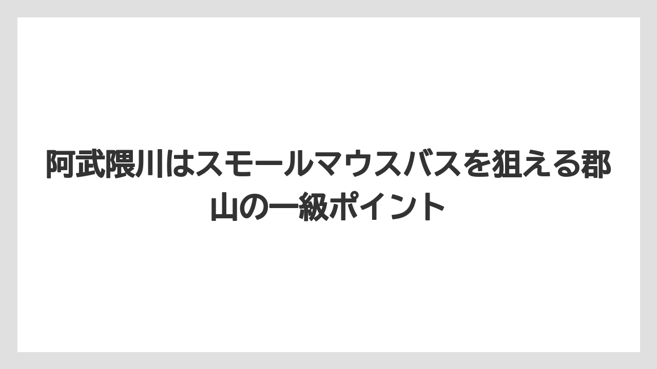 【バス釣り】阿武隈川はスモールマウスバスを狙える郡山の一級ポイント
