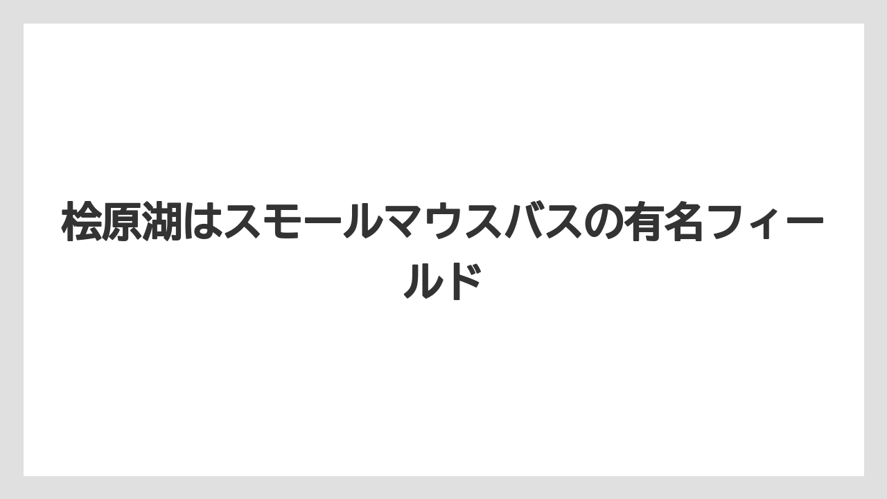 【バス釣り】桧原湖はスモールマウスバスの有名フィールド
