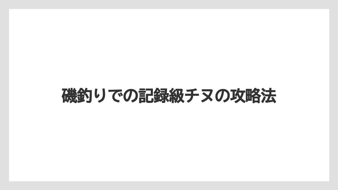 【チヌ】磯釣りでの記録級チヌの攻略法