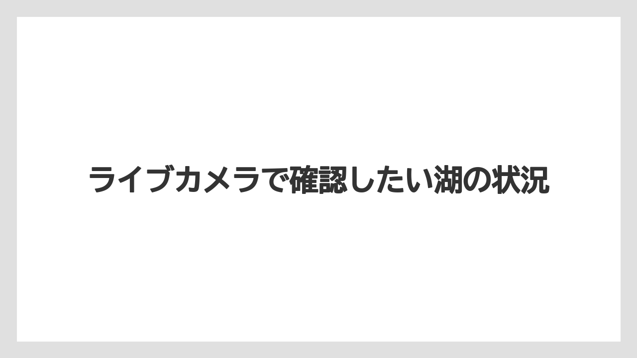 【バス釣り】ライブカメラで確認したい湖の状況