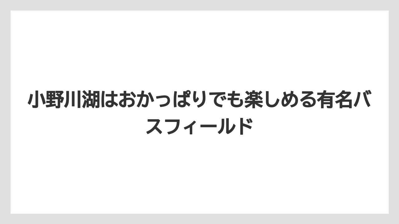【バス釣り】小野川湖はおかっぱりでも楽しめる有名バスフィールド