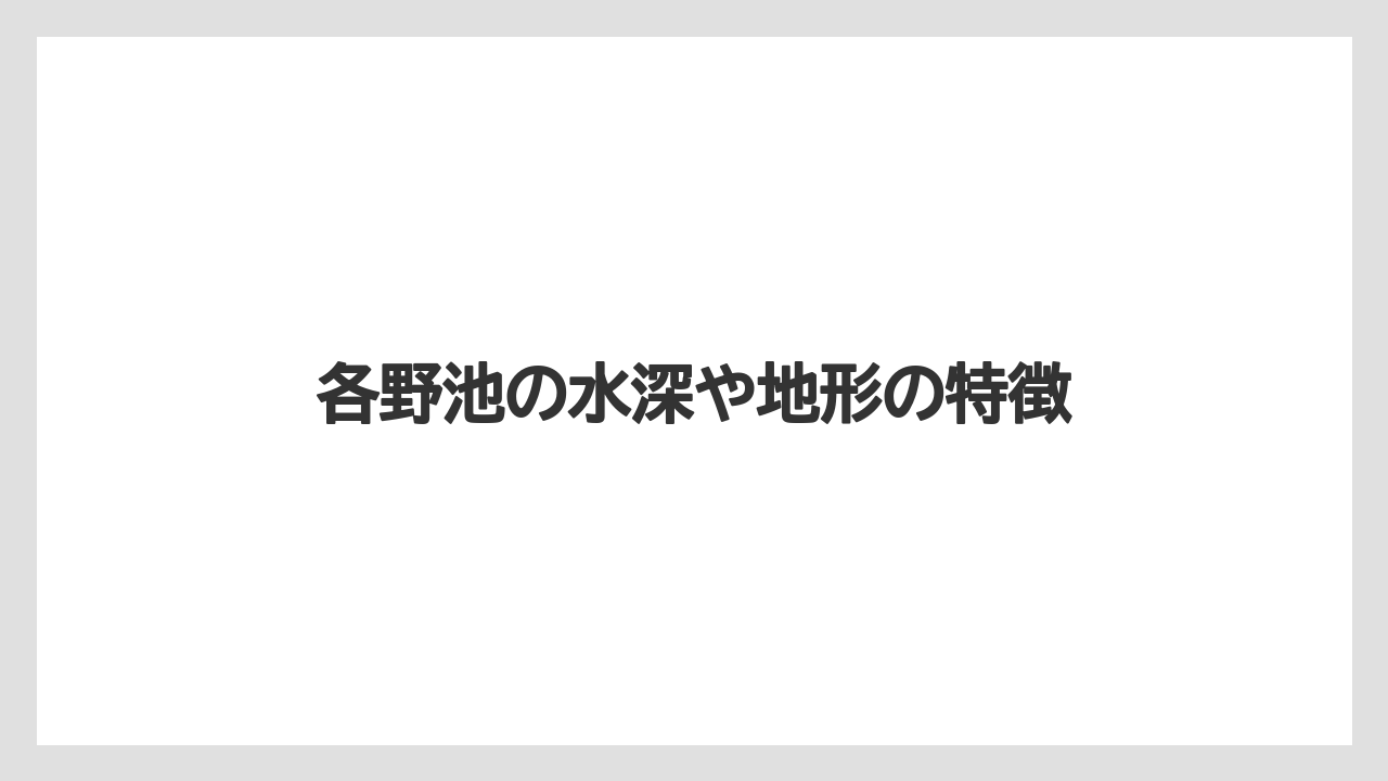 【バス釣り】各野池の水深や地形の特徴
