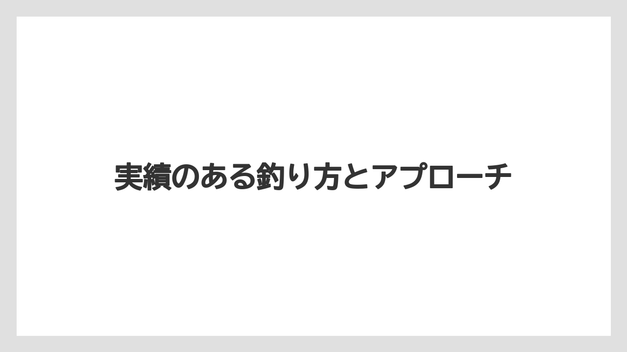 【バス釣り】実績のある釣り方とアプローチ