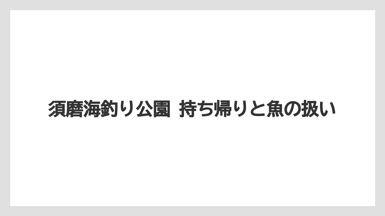 【フィッシング】【仕掛け】【釣り方】須磨海釣り公園 持ち帰りと魚の扱い