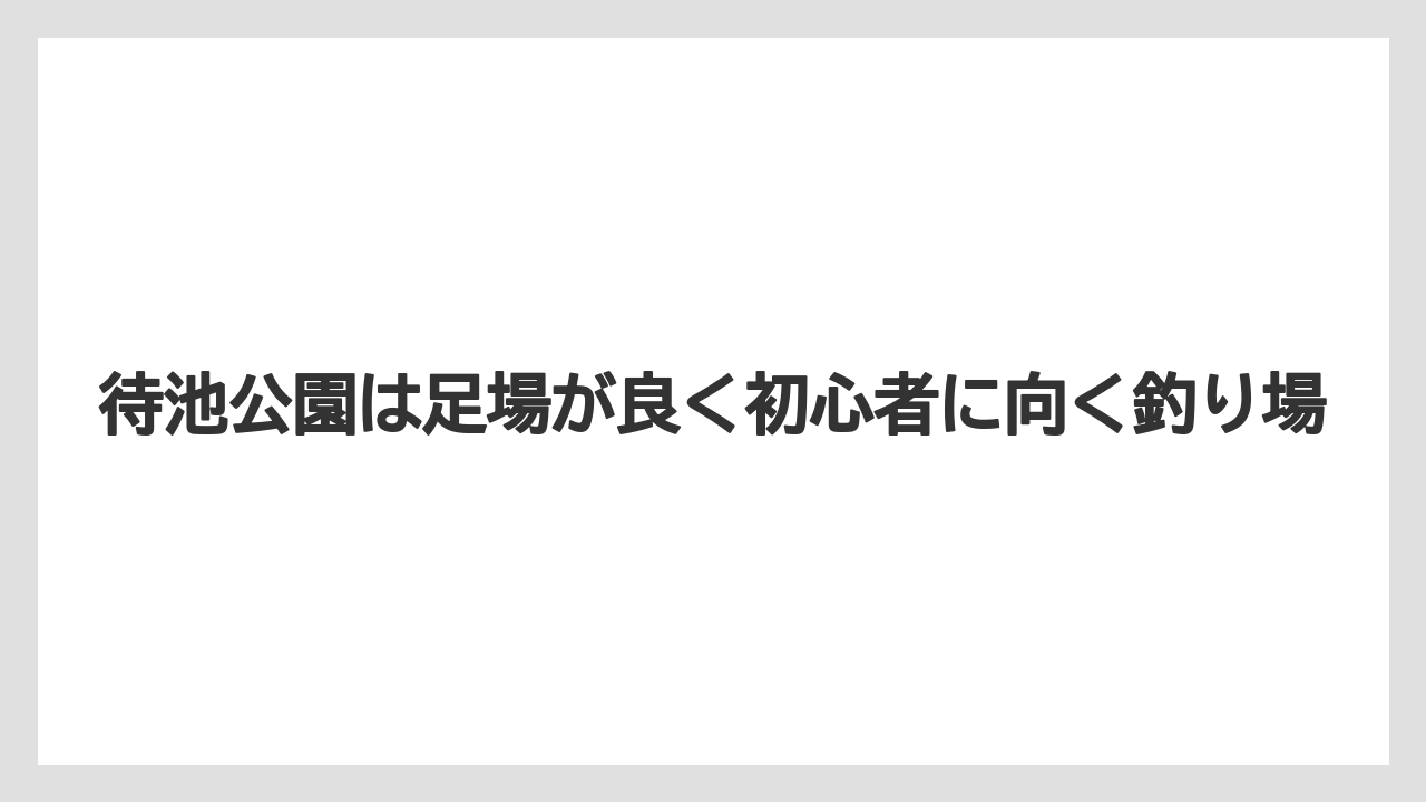 【バス釣り】待池公園は足場が良く初心者に向く釣り場