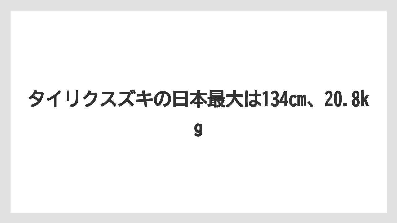 【シーバス】タイリクスズキの日本最大は134cm、20.8kg
