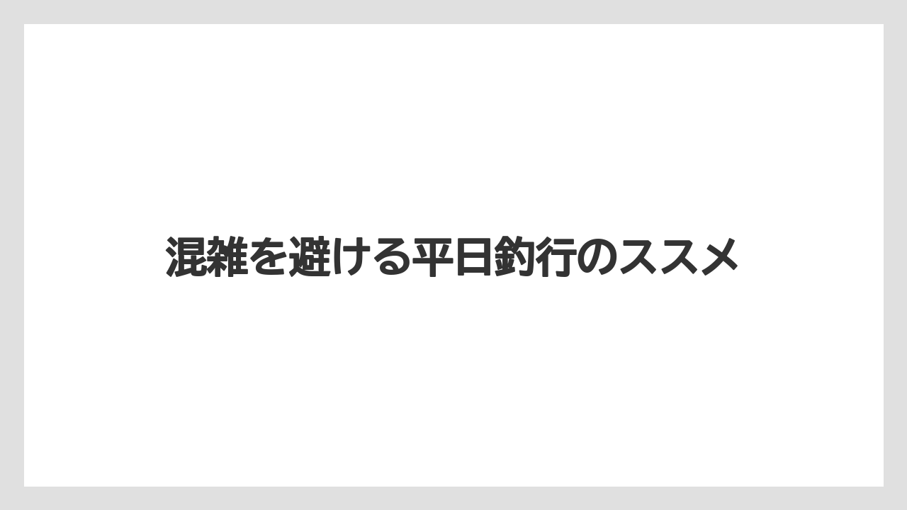 【アジング】混雑を避ける平日釣行のススメ